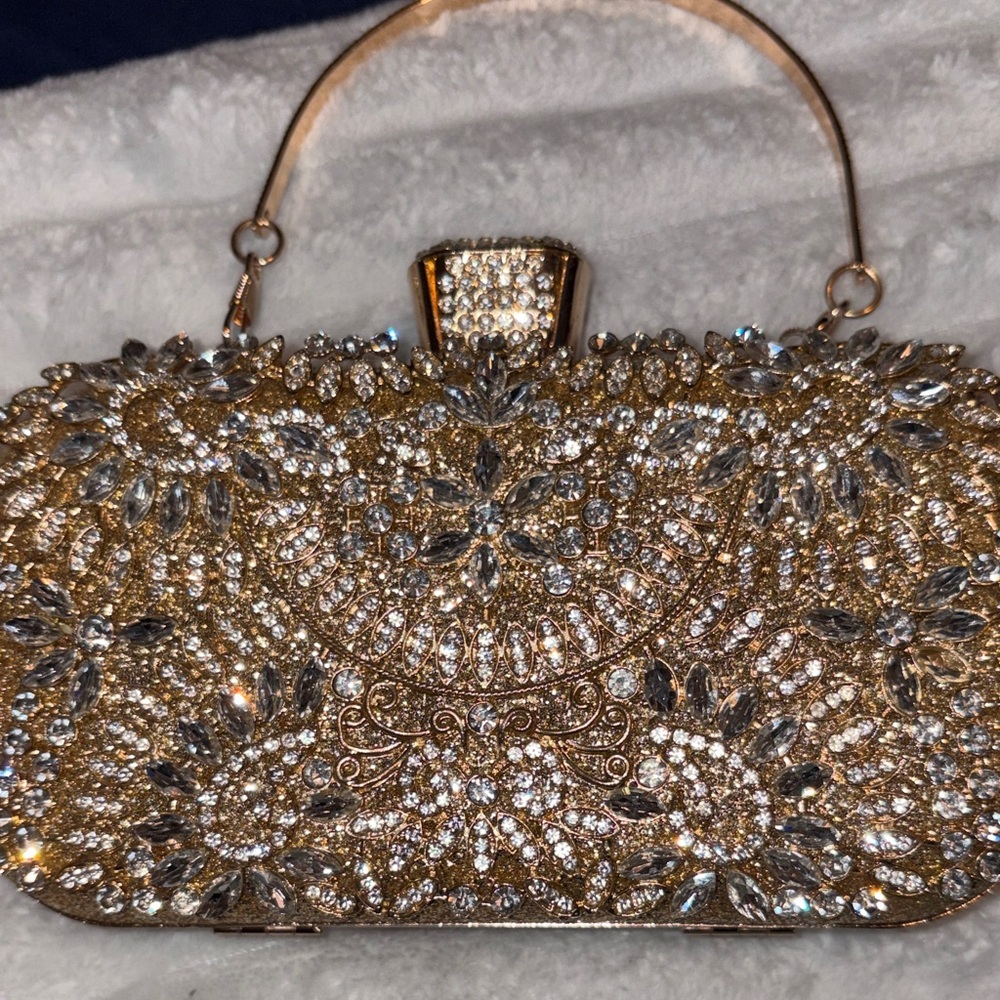 Elegant Gold and Silver Embellished Clutch